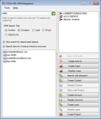 CTI for MS-CRM Integration screenshot