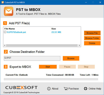 CubexSoft PST to MBOX screenshot