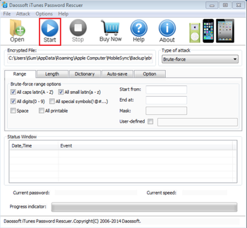 Daossoft iTunes Password Rescuer screenshot 2