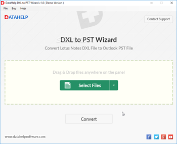 DataHelp DXL to PST Wizard screenshot