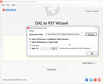 DataHelp DXL to PST Wizard screenshot 3