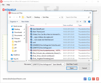 DataHelp EML to Office 365 Wizard screenshot