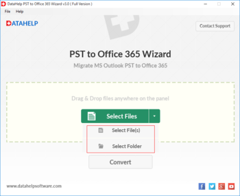 DataHelp PST to Office 365 Wizard screenshot