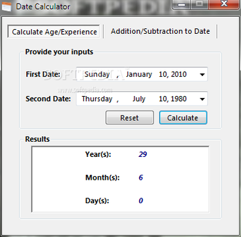 Date Calculator screenshot