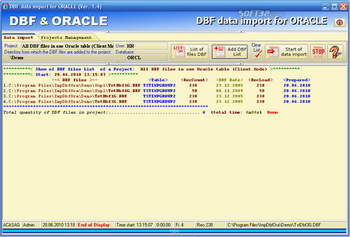 DBF data import for ORACLE screenshot 2