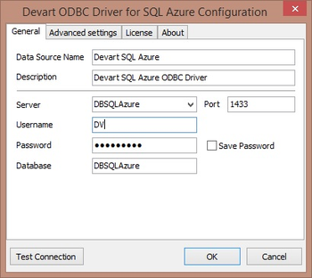 Devart ODBC Driver for SQL Azure screenshot 2