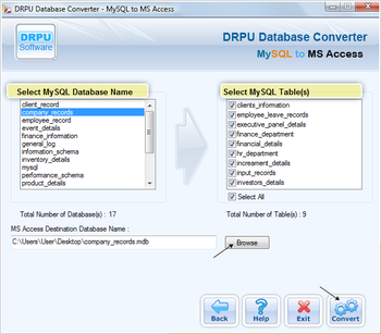 DRPU Database Converter - MySQL to MS Access screenshot 2
