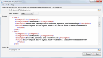 DTM Text to XML Converter screenshot