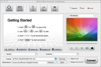 DVD to iRiver Converter for Mac screenshot