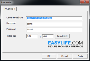 Easylife IP Camera Interface screenshot