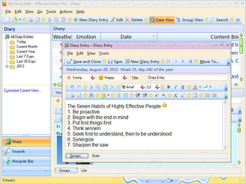 Efficient Diary Pro screenshot