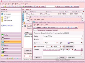 Efficient Lady's Organizer Free screenshot 2