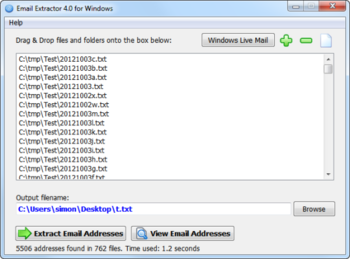 Email Extractor for Windows screenshot