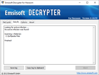 Emsisoft Decrypter for Harasom screenshot 2