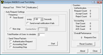 Evolynx RADIUS Load Test Utility screenshot 2