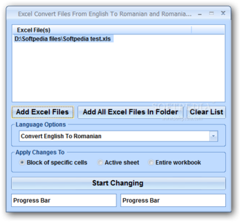 Excel Convert Files From English To Romanian and Romanian To English Software screenshot
