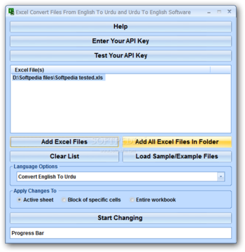 Excel Convert Files From English To Urdu and Urdu To English Software screenshot