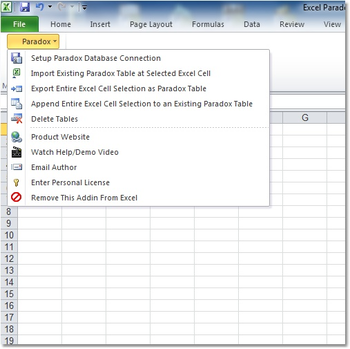 Excel Paradox Import, Export & Convert Software screenshot
