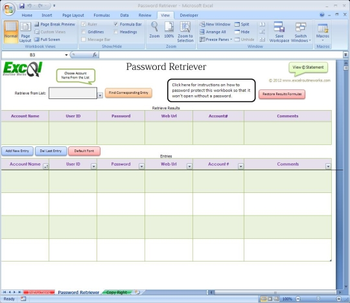 Excel Spreadsheet Password Retriever screenshot