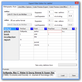 Export Filter Editor for Jabref screenshot