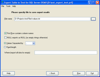 Export Table to Text for SQL Server screenshot