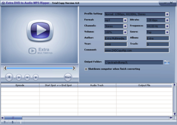 Extra DVD to Audio MP3 Ripper screenshot