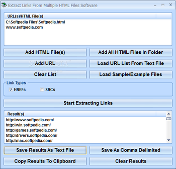Extract Links From Multiple HTML Files Software screenshot