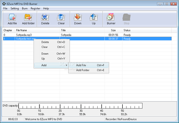 EZuse MP3 to DVD Burner screenshot