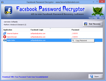 Facebook Password Decryptor Portable screenshot