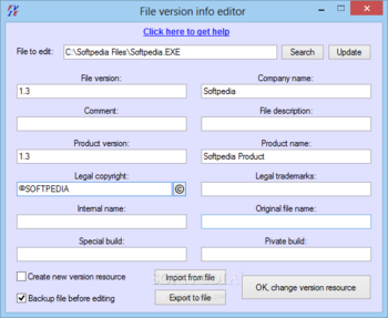File version info editor screenshot
