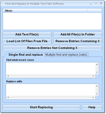 Find and Replace In Multiple Text Files Software screenshot