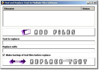 Find and Replace In Multiple Text Files Software screenshot 2