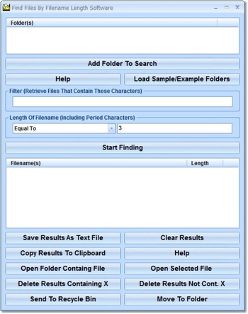 Find Files By Filename Length Software screenshot