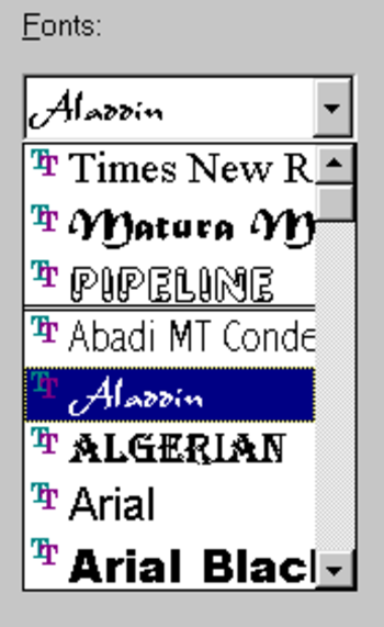 Font List & Combo ActiveX screenshot