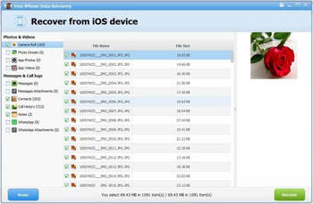 Free iPhone Data Recovery screenshot