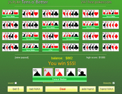Free Poker 10's or Better 25-Play screenshot