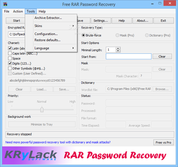 Free RAR Password Recovery screenshot 2