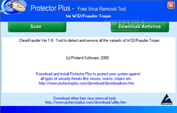 Free Virus Removal Tool for W32/Frauder Trojan screenshot