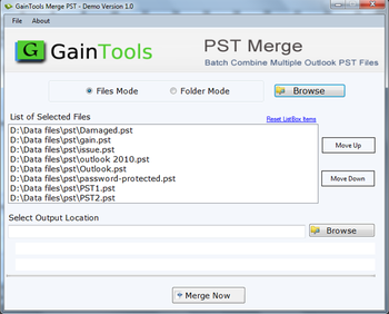 GainTools Merge PST screenshot