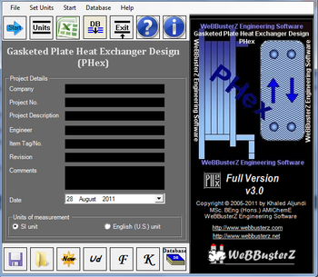 Gasketed Plate Heat Exchanger Design (PHex) screenshot