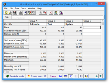 GraphPad InStat screenshot 3