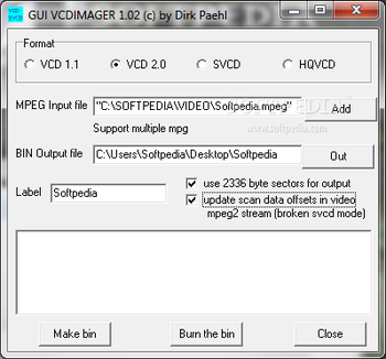GUI VCDIMAGER screenshot