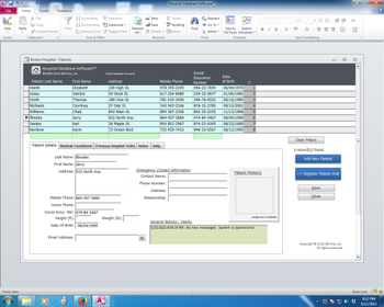 Hospital Database Software screenshot