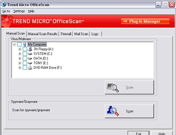 Hosted antivirus using OfficeScan screenshot