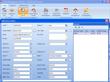 Hotel Management System - Full Board Version screenshot