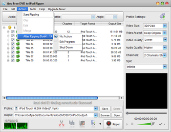 idoo Free DVD to iPod Ripper screenshot 3