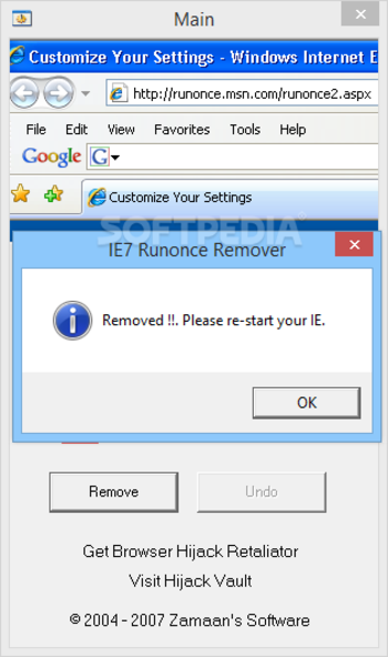IE7 Runonce Remover screenshot 2