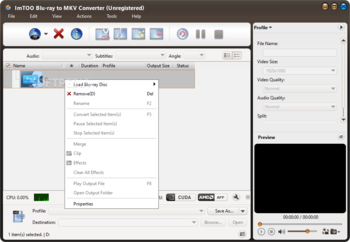 ImTOO Blu-ray to MKV Converter screenshot