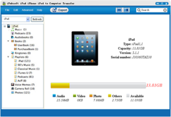 iPubsoft iPad iPhone iPod to Computer Transfer screenshot