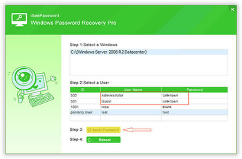 iSeePassword Windows Password Recovery Pro screenshot